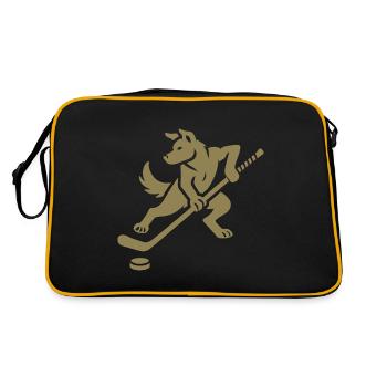 Husky Silhouette Hockey Minimalist Design - Retro Bag - black/gold - Back