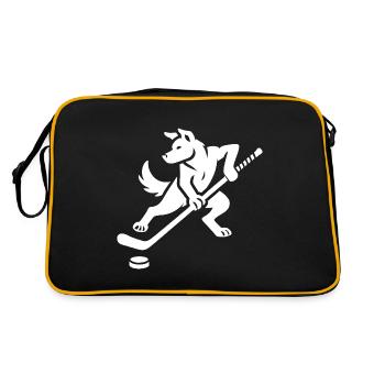 Husky Silhouette Hockey sur glace Design minimaliste - Sac Retro - noir/or - Dos