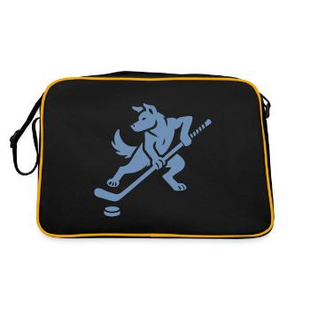 Husky Silhouette Hockey sur glace Design minimaliste - Sac Retro - noir/or - Dos