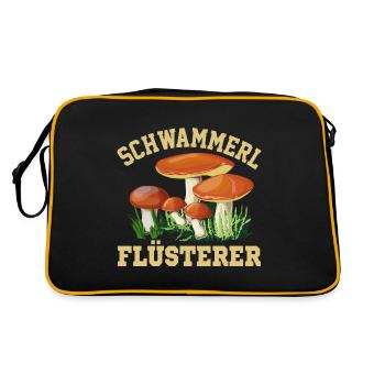 Pilzsammler Geschenk Steinpilze - Retro Tasche - Schwarz/Gold - Hinten