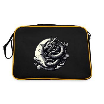 Mystical Dragon Silhouette - Retro Bag - black/gold - Back