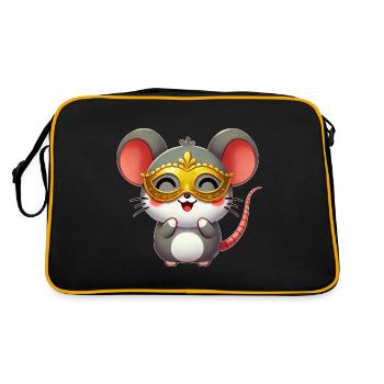 Cute Cartoon Mouse Mardi Gras Carnival - Retro Bag - black/gold - Back