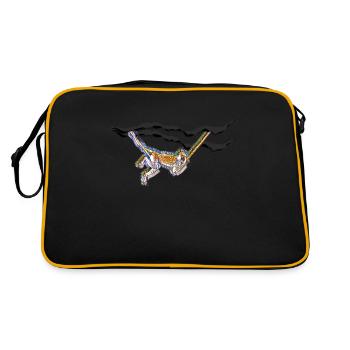 Monkey/monkey hangs out and chills - Retro Bag - black/gold - Back