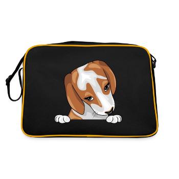 Spähen schüchterner Beagle-Welpe - Retro Tasche - Schwarz/Gold - Hinten