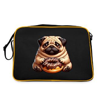 paresseux beignet dessin animé mignon animal drôle - Sac Retro - noir/or - Dos