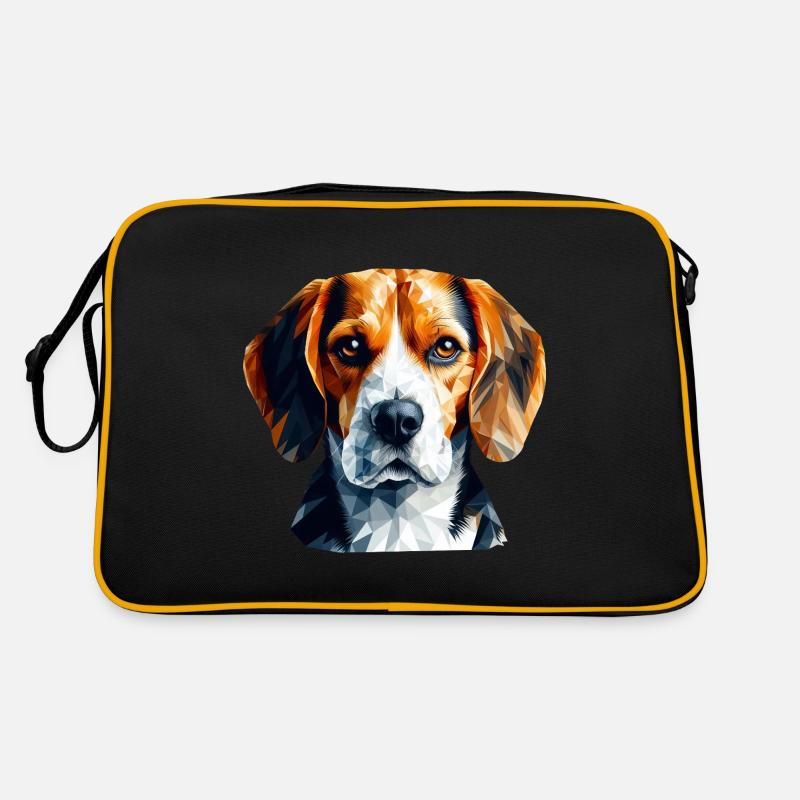 Geometric Beagle Polygon Art Design - Retro Bag - black/gold