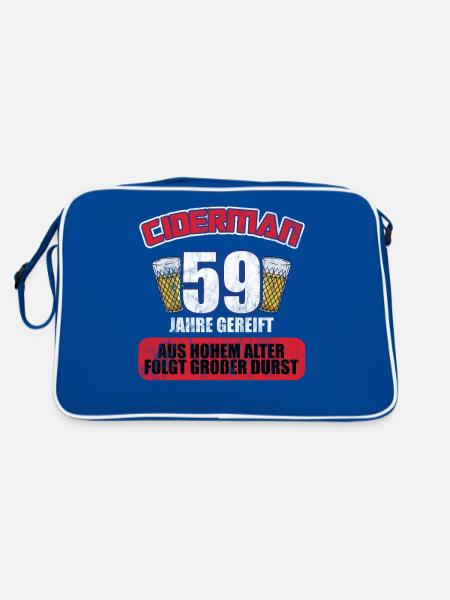 Ciderman 59 Jahre Geburtstag Apfelwein Äppelwoi - Retro Tasche - Blau/Weiß - Hinten