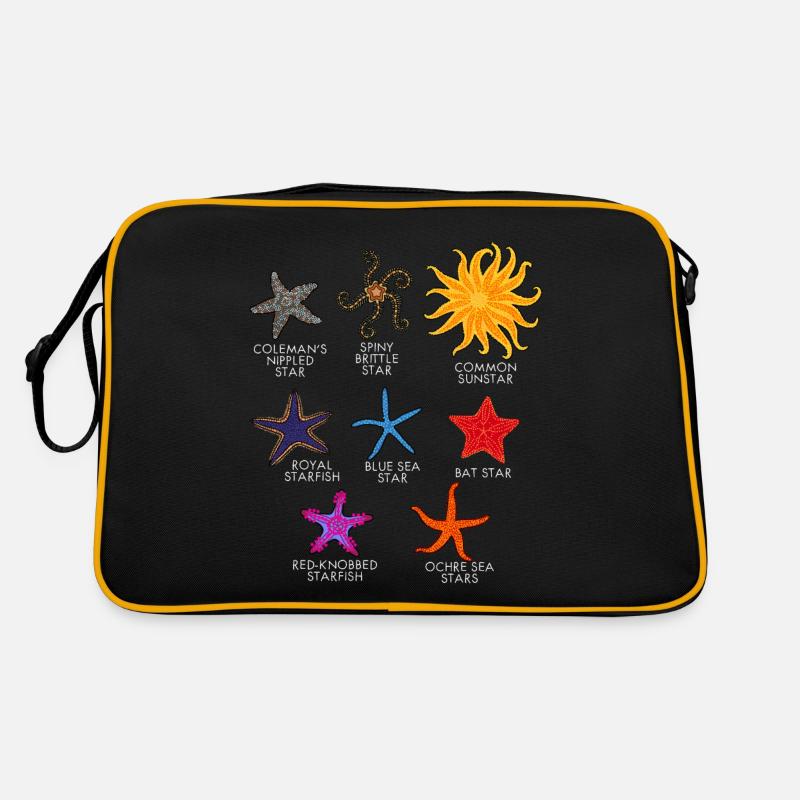 Seestern - Retro Tasche - Schwarz/Gold