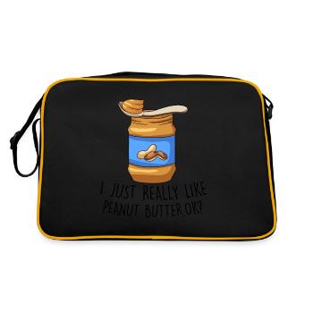 Erdnussbutter Peanut Butter Marmelade Geschenk - Retro Tasche - Schwarz/Gold - Hinten