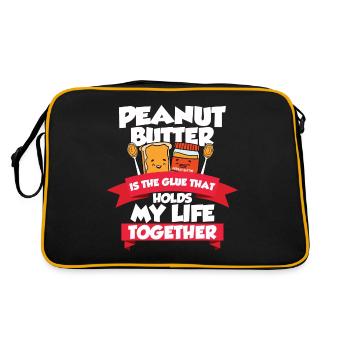 Erdnussbutter Peanut Butter Marmelade Geschenk - Retro Tasche - Schwarz/Gold - Hinten