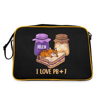 Erdnussbutter Peanut Butter Marmelade Geschenk - Retro Tasche - Schwarz/Gold - Hinten