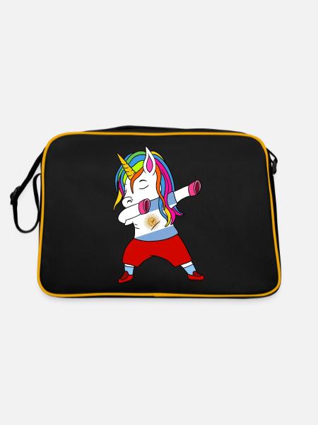 Argentinien Fußball Dabbing Geschenk - Retro Tasche - Schwarz/Gold - Hinten
