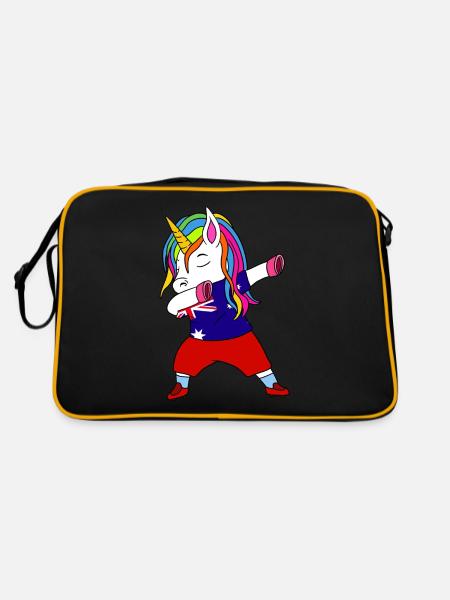 Australien-fußball-tupfendes Geschenk - Retro Tasche - Schwarz/Gold - Hinten