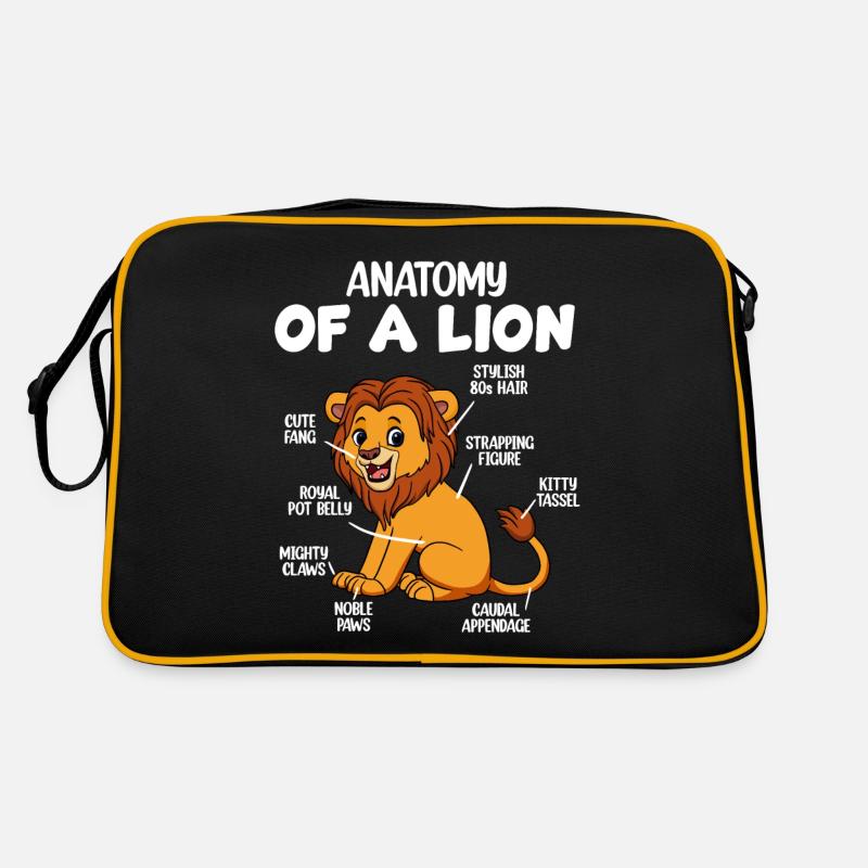 Anatomie eines Löwen - Retro Tasche - Schwarz/Gold