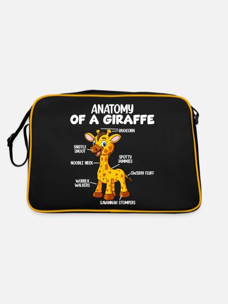 Anatomie einer Giraffe - Retro Tasche - Schwarz/Gold - Hinten