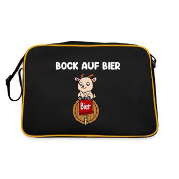 Bock Auf Bier - Retro Tasche - Schwarz/Gold - Hinten