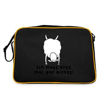 Ich Muss Erst Mal Gar Nichts Lustiger Schaaf Spruc - Retro Tasche - Schwarz/Gold - Hinten