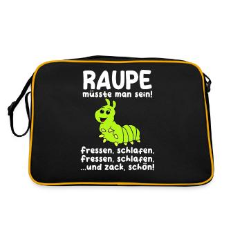 Raupe - Retro Tasche - Schwarz/Gold - Hinten