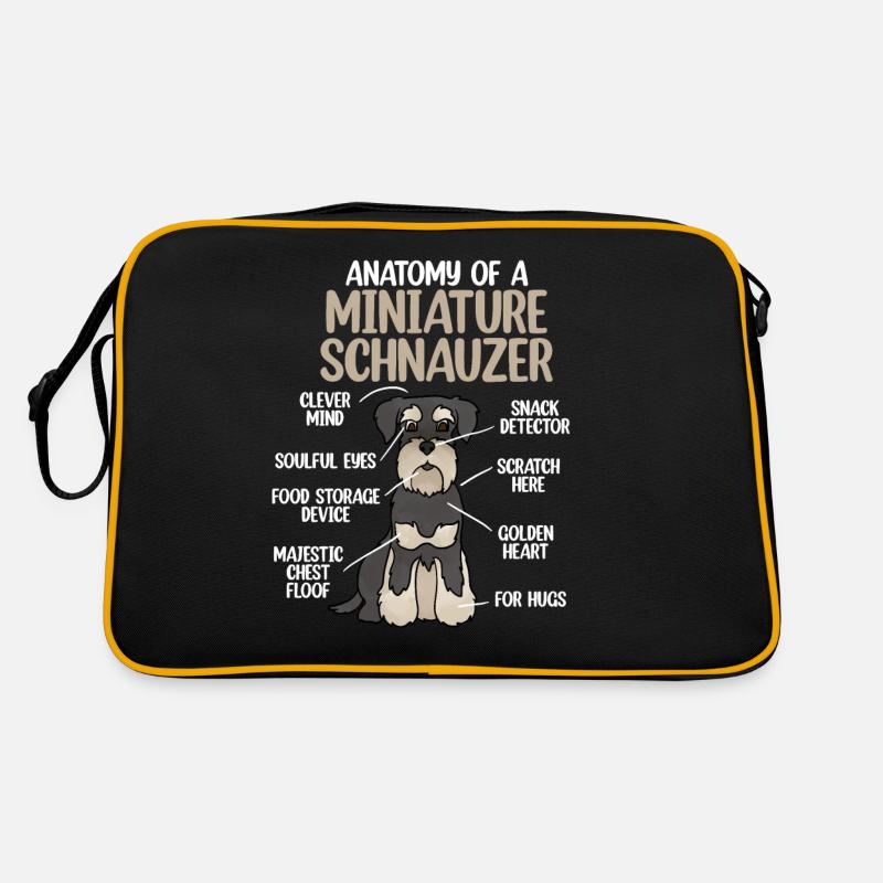 Zwergschnauzer - Retro Tasche - Schwarz/Gold