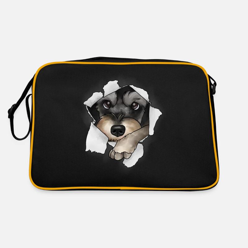 Zwergschnauzer - Retro Tasche - Schwarz/Gold