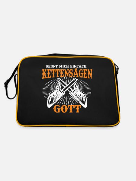 Nennt Mich Einfach Kettensägen Gott - Retro Tasche - Schwarz/Gold - Hinten