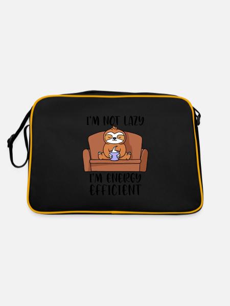 I'm not lazy, I'm energy efficient - Retro Bag - black/gold - Back