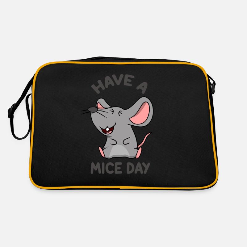 Maus Mäuse - Retro Tasche - Schwarz/Gold