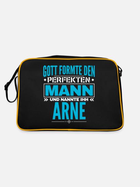 Arne Name Design - Retro Tasche - Schwarz/Gold - Hinten