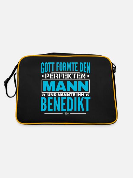 Benedikt Name Design - Retro Tasche - Schwarz/Gold - Hinten