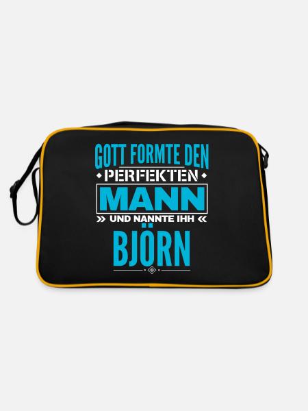 Björn Name Design - Retro Tasche - Schwarz/Gold - Hinten