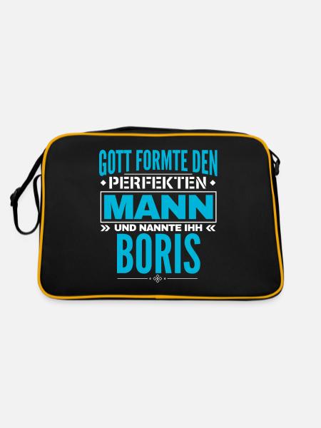 Boris Name Design - Retro Tasche - Schwarz/Gold - Hinten