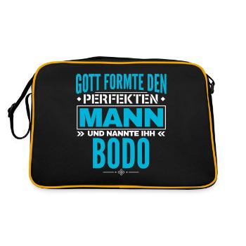 Bodo Name Design - Retro Tasche - Schwarz/Gold - Hinten