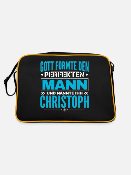 Christoph Name Design - Retro Tasche - Schwarz/Gold - Hinten