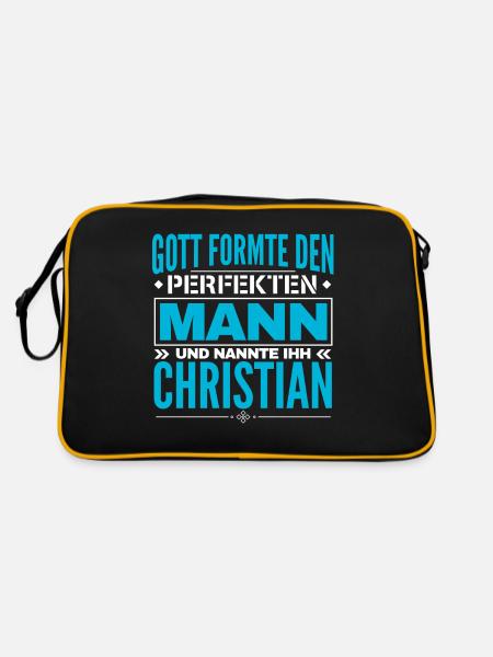 Christian Name Design - Retro Tasche - Schwarz/Gold - Hinten