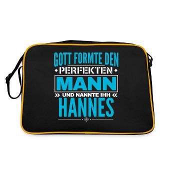 Hannes Name Design - Retro Tasche - Schwarz/Gold - Hinten