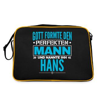 Hans Name Design - Retro Tasche - Schwarz/Gold - Hinten