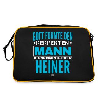 Heiner Name Design - Retro Tasche - Schwarz/Gold - Hinten