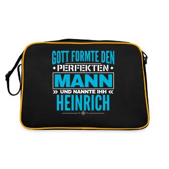 Heinrich Name Design - Retro Tasche - Schwarz/Gold - Hinten