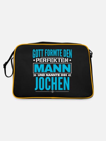 Jochen Name Design - Retro Tasche - Schwarz/Gold - Hinten