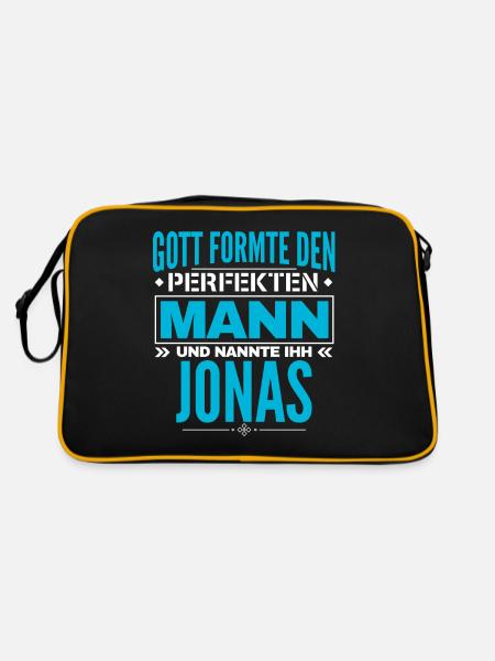 Jonas Name Design - Retro Tasche - Schwarz/Gold - Hinten