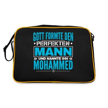 Mohammed Name Design - Retro Tasche - Schwarz/Gold - Hinten