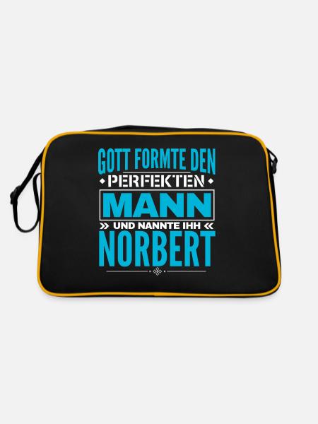 Norbert Name Design - Retro Tasche - Schwarz/Gold - Hinten