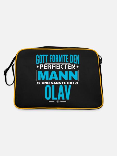 Olav Name Design - Retro Tasche - Schwarz/Gold - Hinten