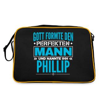 Phillip Name Design - Retro Tasche - Schwarz/Gold - Hinten