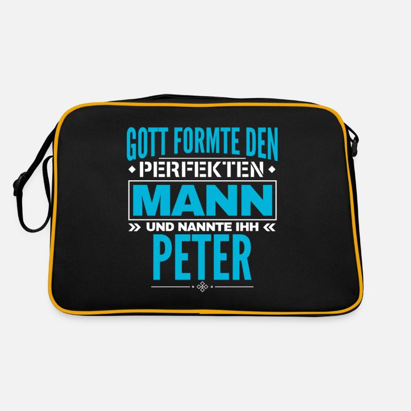 Peter Name Design - Retro Tasche - Schwarz/Gold
