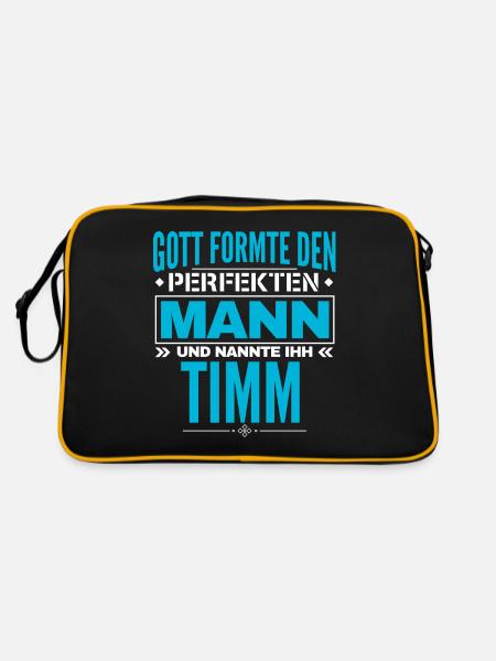 Timm Name Design - Retro Tasche - Schwarz/Gold - Hinten