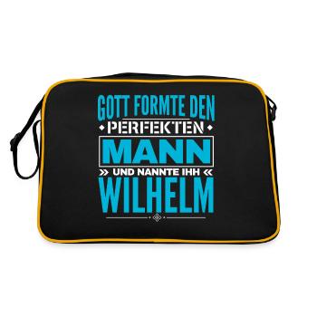 Wilhelm Name Design - Retro Tasche - Schwarz/Gold - Hinten