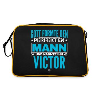 Victor Name Design - Retro Tasche - Schwarz/Gold - Hinten