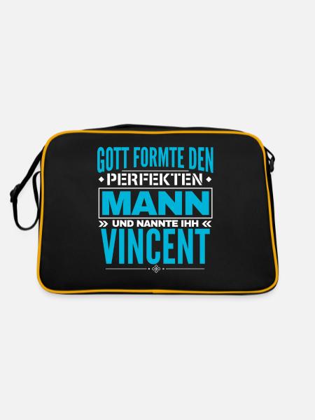 Vincent Name Design - Retro Tasche - Schwarz/Gold - Hinten