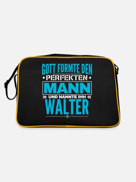 Walter Name Design - Retro Tasche - Schwarz/Gold - Hinten
